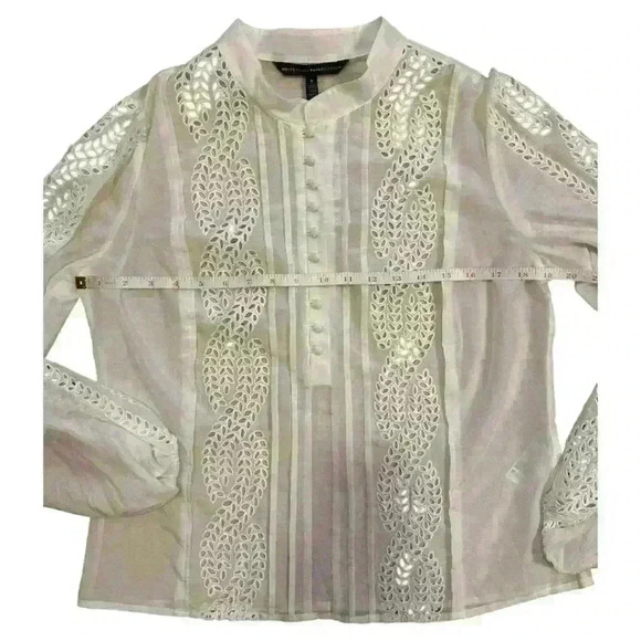 White House Black Market Embroidered Silk Blend Blouse Size Small NWT - Picture 8 of 11